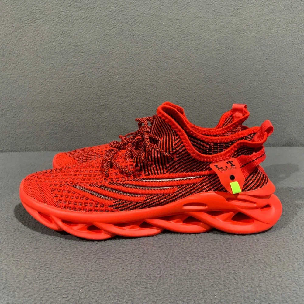 LT Damp Shoes Mens Bright Red Knit Mesh Pop Of Color Sneakers Size‎ 14